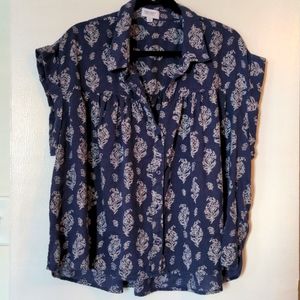 5 for $35 Sale: Navy floral "camp style" top, 1x, True Craft